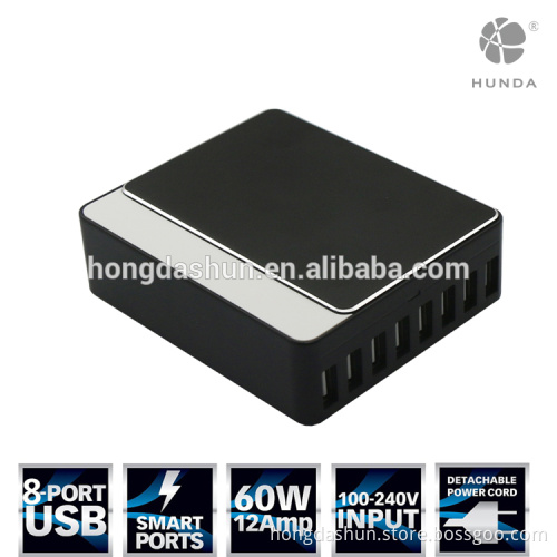 AC 100V-240V smart 8 port USB Charger Wall Power adapter 60W